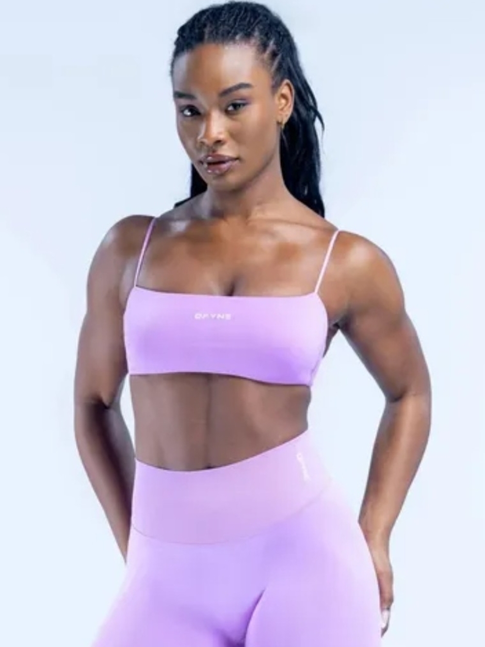 SET* Dfyne Defy Strappy Bra and 4.5 Shorts - Amethyst, size XS